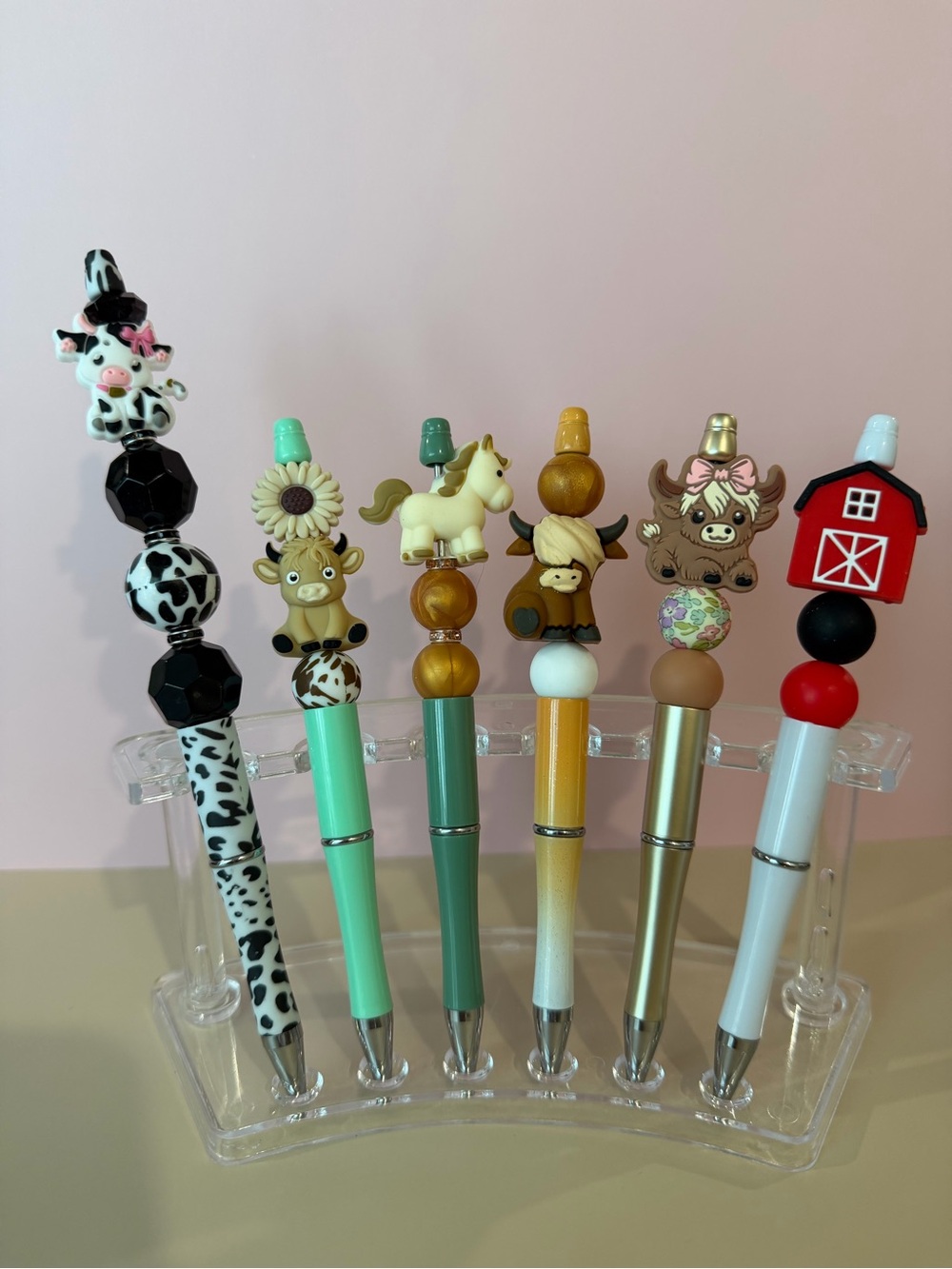 Cute Farm Animal Decorative Pen set - Mint, Green, Yellow, Gold, White, Red